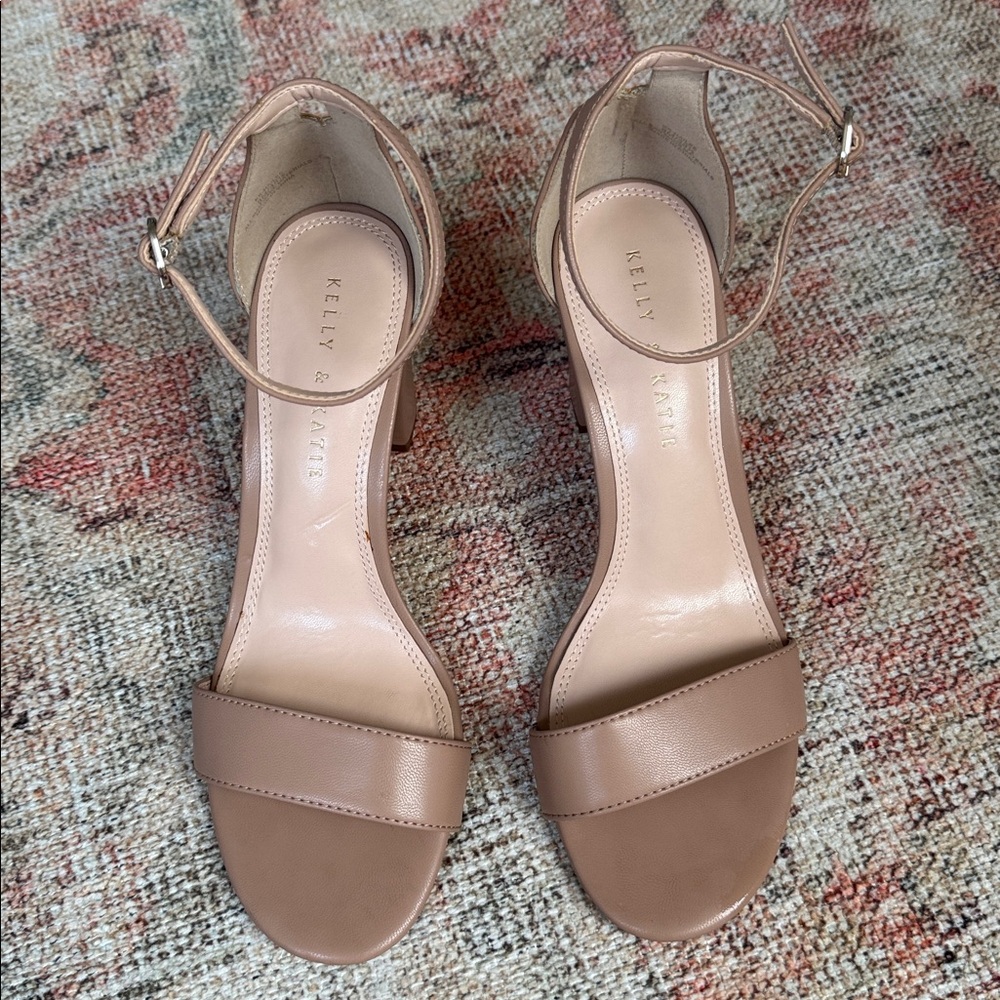 Kelly & Katie Tan Ankle-Strap 3” Block Heel Sandals